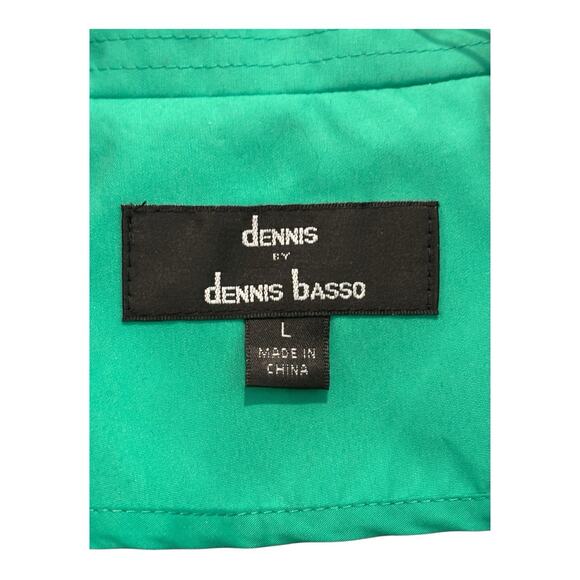 Dennis By Dennis Basso Coat Womens Large Green Hood Paisley Lined Pockets Jacket - Picture 5 of 15